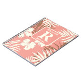 熱帯桃の色ハイビスカスモノグラパーソナライズされたー ノートブック (左側)