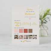 熱帯桃の花は私の花嫁介添人? 箔招待状 (立ち正面)