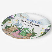 熱帯森林恐竜の赤ちゃんシャワー ペーパープレート (アングル)