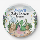 熱帯森林恐竜の赤ちゃんシャワー ペーパープレート (正面)