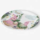 熱帯森林恐竜ベビーシャワー紙プレート ペーパープレート (アングル)