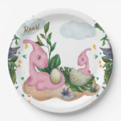 熱帯森林恐竜ベビーシャワー紙プレート ペーパープレート (正面)