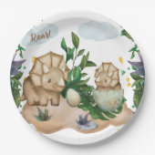 熱帯森林恐竜ベビーシャワー紙プレート ペーパープレート (正面)