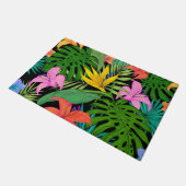 熱帯植物およびカラフルな花 ドアマット (アングル)