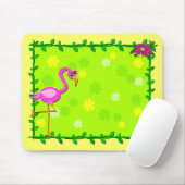 熱帯植物およびフラミンゴのフレーム マウスパッド (マウス)