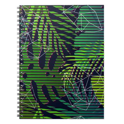 熱帯植物とシームレスな熱帯パターン。ハ ノートブック (正面)
