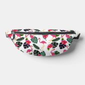 熱帯植物とピンクフラミンゴカスタマイズ ファニーパック (レイダウン)