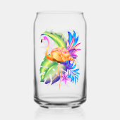 熱帯植物とフラミンゴパーソナライズされた ガラス缶 (裏面)