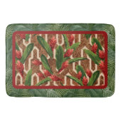 熱帯植物と手のひらのパターン バスマット (正面)