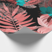 熱帯植物と水色のシームレスなパターン ラッピングペーパー (角)