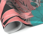 熱帯植物と水色のシームレスなパターン ラッピングペーパー (ロールコーナー)