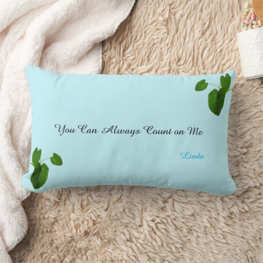 熱帯植物と編集可能文字オンライトブルー ランバークッション (ブランケット)