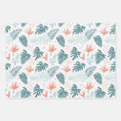 熱帯植物と花のパターン ラッピングペーパーシート (正面2)