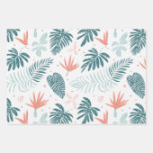 熱帯植物と花のパターン ラッピングペーパーシート (正面)
