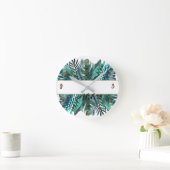 熱帯植物のシックな植物の葉の熱帯地方 ラウンド壁時計 (ホーム)