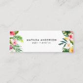 熱帯植物のフローラのモダン葉 スキニー名刺 (正面)