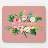 熱帯植物のフローラのモダン葉 マウスパッド (正面)