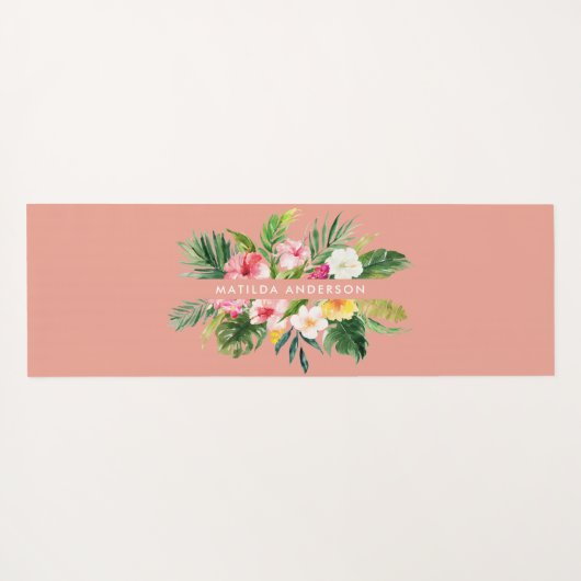 熱帯植物のフローラのモダン葉 ヨガマット (裏面(横))