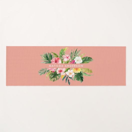 熱帯植物のフローラのモダン葉 ヨガマット (正面(横))