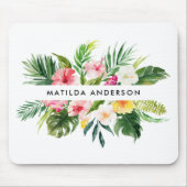 熱帯植物のフローラモダンの葉 マウスパッド (正面)