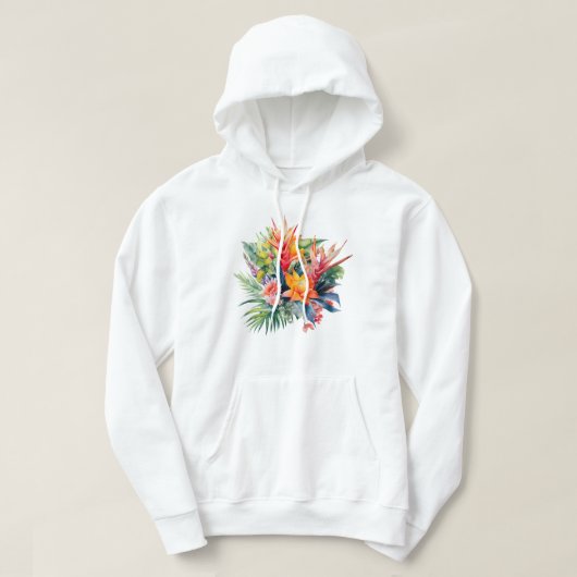 熱帯植物のフード付きスウェットシャツ パーカ (デザイン正面)