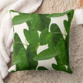 熱帯植物の緑葉のアイボリー クッション (ブランケット)