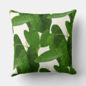 熱帯植物の緑葉のアイボリー クッション (裏面)