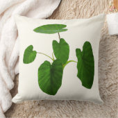 熱帯植物の緑葉のアイボリー クッション (ブランケット)