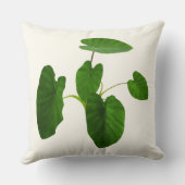 熱帯植物の緑葉のアイボリー クッション (裏面)