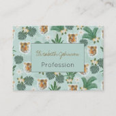 熱帯植物の葉と虎の頭のパターン 名刺 (正面)