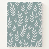 熱帯植物の葉柄のセージと白のロゴ ノートブック (裏面)