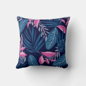 熱帯植物の青とピンクの模様 クッション (裏面)