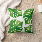 熱帯植物は水彩画に家の装飾の枕を去ります クッション (ブランケット)