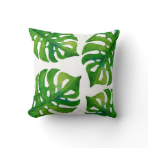 熱帯植物は水彩画に家の装飾の枕を去ります