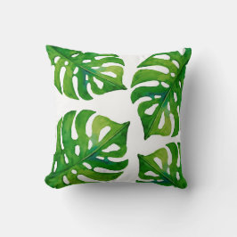 熱帯植物は水彩画に家の装飾の枕を去ります クッション