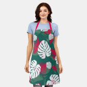 熱帯植物イラストレーション エプロン (着用した状態)