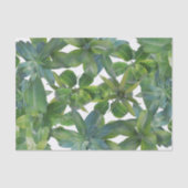 熱帯植物ジャングルの葉のパターン緑の白 薄葉紙 (正面)