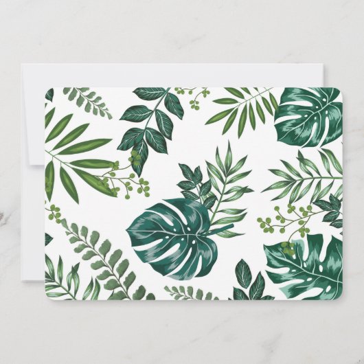 熱帯植物ジャングル動物のベビーシャワー 招待状 (裏面)