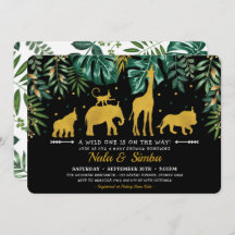 熱帯植物ジャングル動物のベビーシャワー