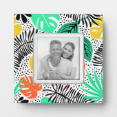 熱帯植物ドットパターンフレームレスフォトイーゼル フォトプラーク (正面)