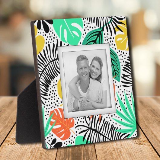 熱帯植物ドットパターンフレームレスフォトイーゼル フォトプラーク