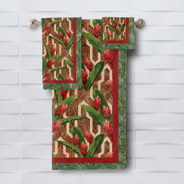 熱帯植物パターン バスタオルセット