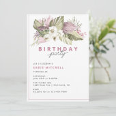 熱帯植物マゼンタダークピンク夏誕生日 招待状 (スタンド正面)