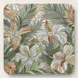 熱帯植物モザイクデジタルアート コースター