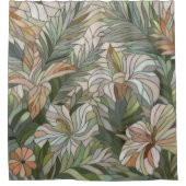熱帯植物モザイクデジタルアート シャワーカーテン (正面)