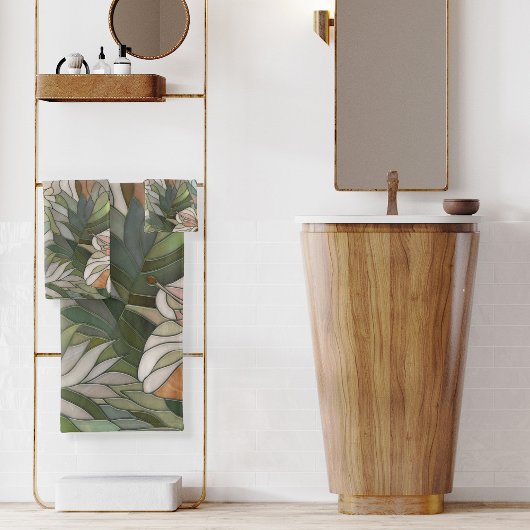 熱帯植物モザイクデジタルアート バスタオルセット