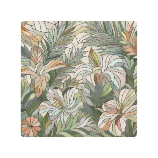 熱帯植物モザイクデジタルアート メタルプリント (正面)