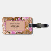 熱帯植物モノグラムの花パターン ラゲッジタグ (裏面横)
