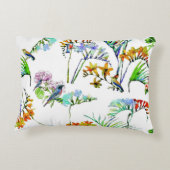 熱帯植物動植物の鳥花は白 アクセントクッション (裏面)