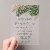 熱帯植物夏ボホ結婚の アクリル招待状 (インサイチュ (ポータブル))